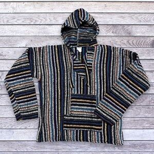 Ver Mex Multicolor Striped Hooded Baja Surf Hoodie medium